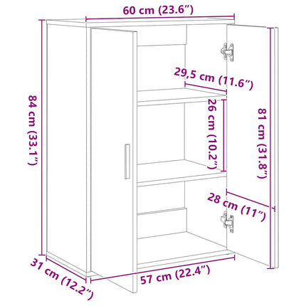 skab 60x31x84 cm konstrueret træ hvid