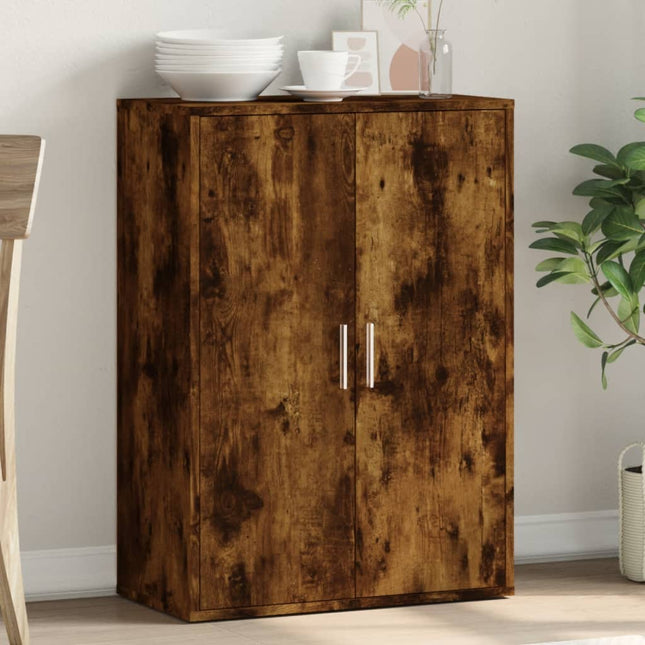 skænk 60x31x84 cm konstrueret træ røget egetræsfarve