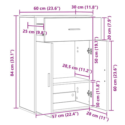 skænk 60x30x84 cm konstrueret træ hvid