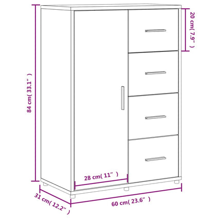 skab 60x31x84 cm konstrueret træ hvid