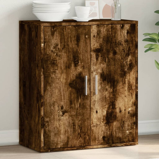 skænk 79x38x80 cm konstrueret træ røget egetræsfarve