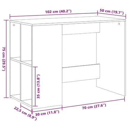 skrivebord 102x50x75 cm konstrueret træ sonoma-eg