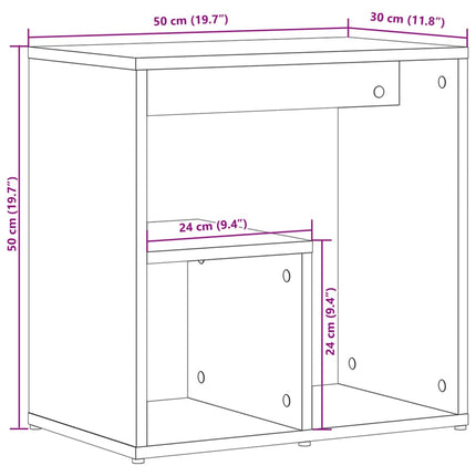 sidebord 2 stk. 50x30x50 cm konstrueret træ sonoma-eg
