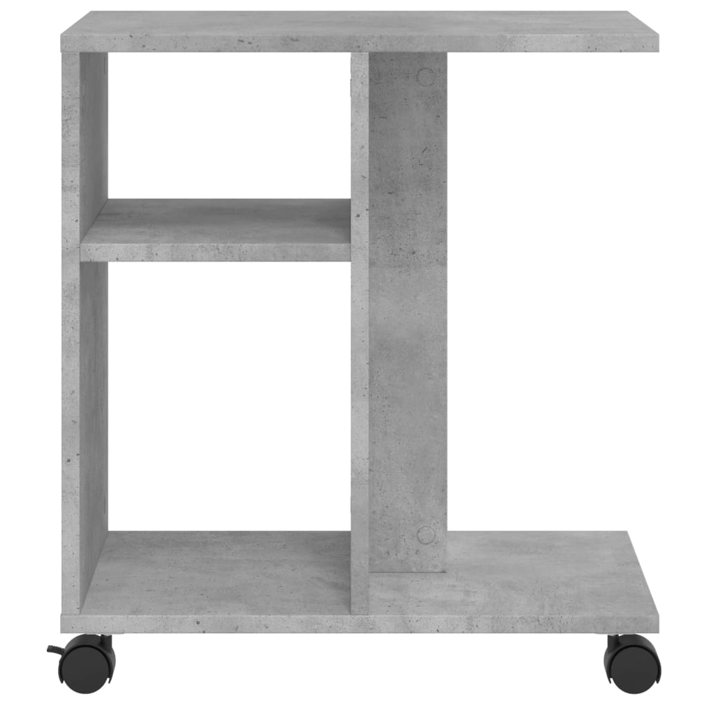 sidebord med hjul 50x30x55 cm konstrueret træ betongrå