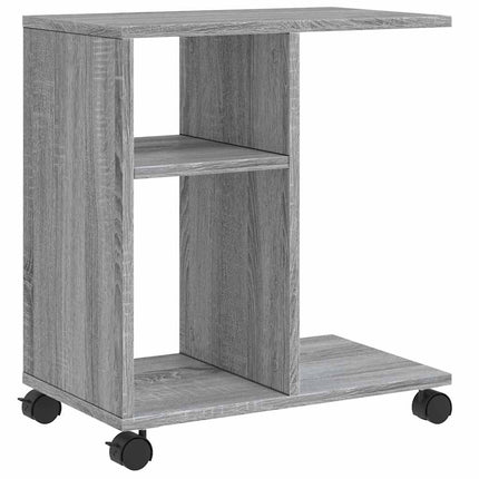sidebord med hjul 50x30x55 cm konstrueret træ grå sonoma-eg