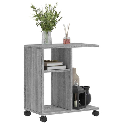sidebord med hjul 50x30x55 cm konstrueret træ grå sonoma-eg