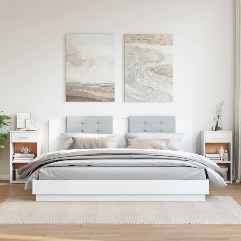 sengeborde 2 stk. 35x34x65 cm konstrueret træ hvid