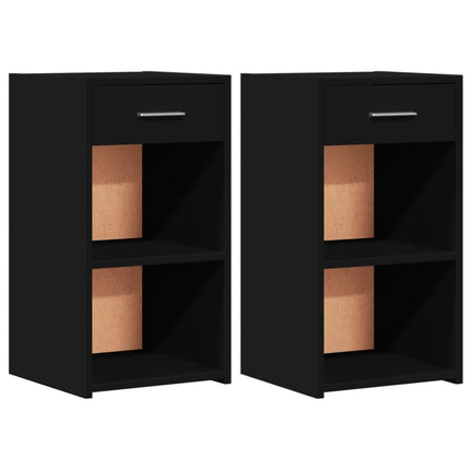sengeborde 2 stk. 35x34x65 cm konstrueret træ sort