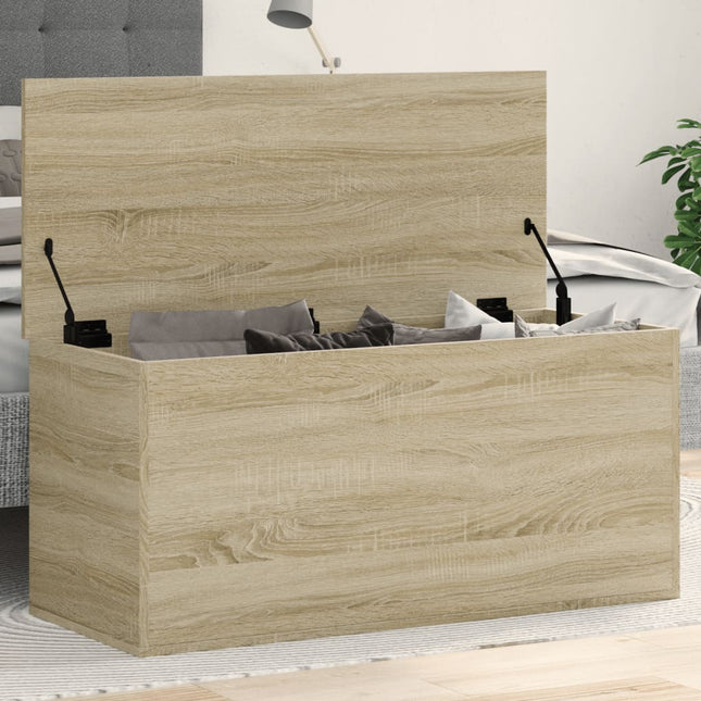 opbevaringsboks 100x42x46 cm konstrueret træ sonoma-eg
