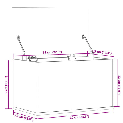 opbevaringsboks 60x35x35 cm konstrueret træ hvid