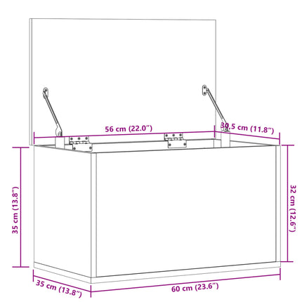 opbevaringsboks 60x35x35 cm konstrueret træ sonoma-eg
