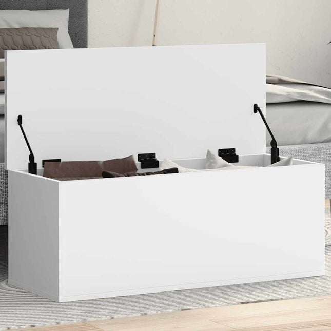 opbevaringsboks 90x35x35 cm konstrueret træ hvid