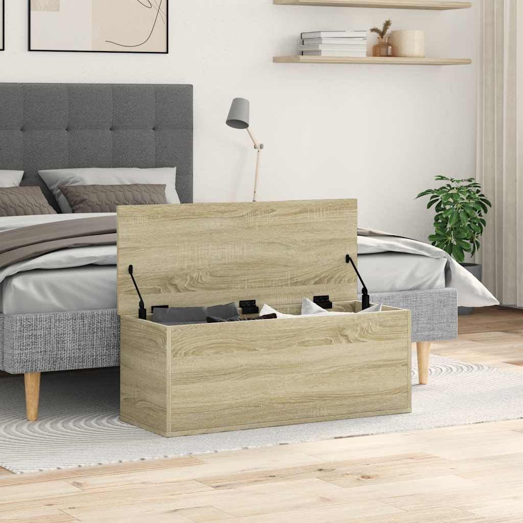 opbevaringsboks 90x35x35 cm konstrueret træ sonoma-eg