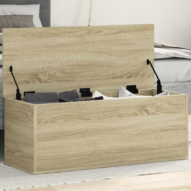 opbevaringsboks 90x35x35 cm konstrueret træ sonoma-eg