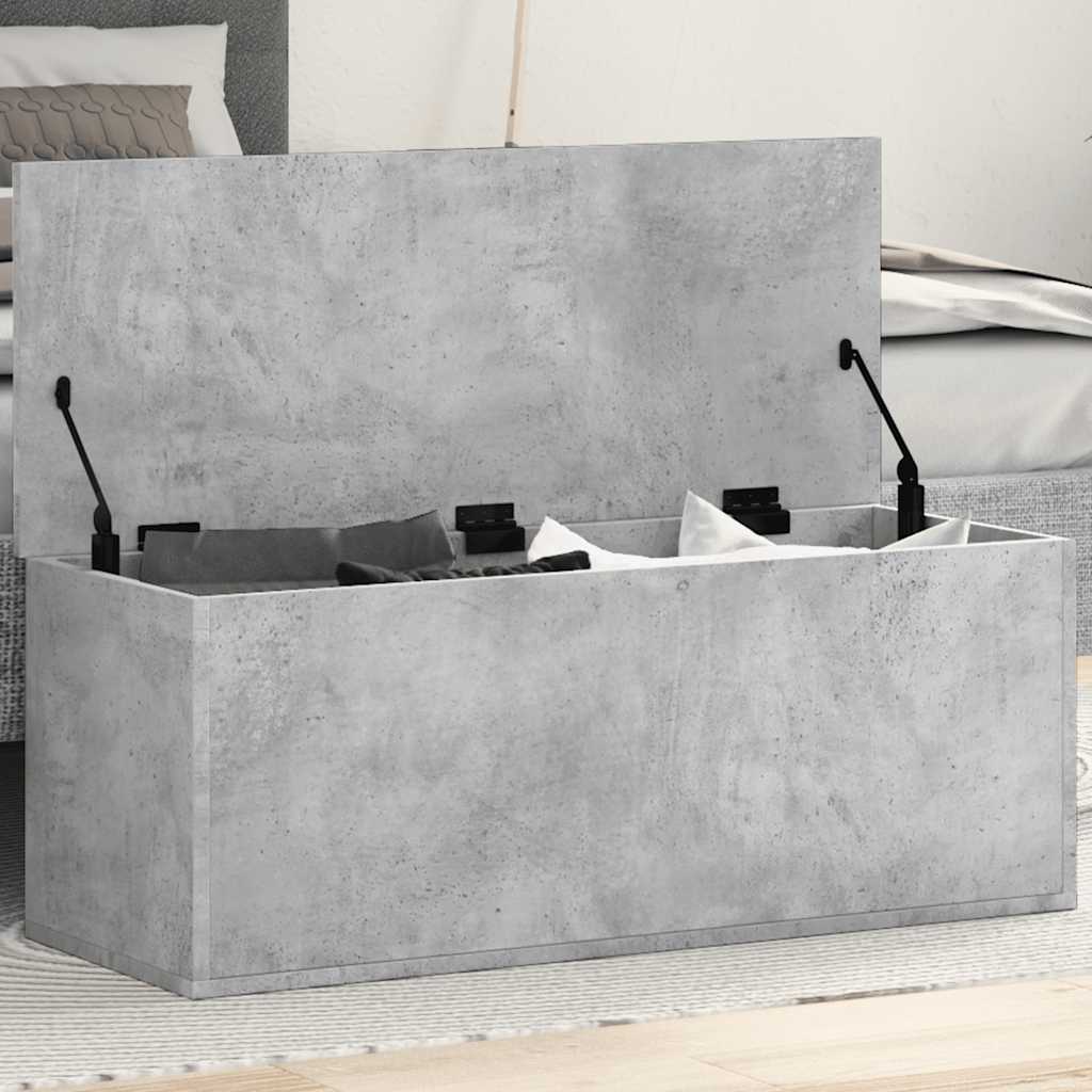 opbevaringsboks 90x35x35 cm konstrueret træ betongrå