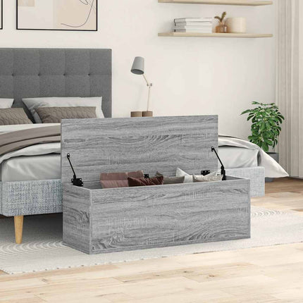 opbevaringsboks 102x35x35 cm konstrueret træ grå sonoma-eg