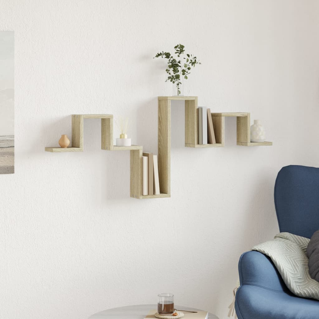 væghylde 104,5x10x43 cm konstrueret træ sonoma-eg