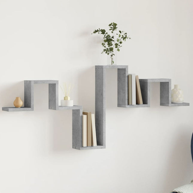 væghylde 104,5x10x43 cm konstrueret træ betongrå