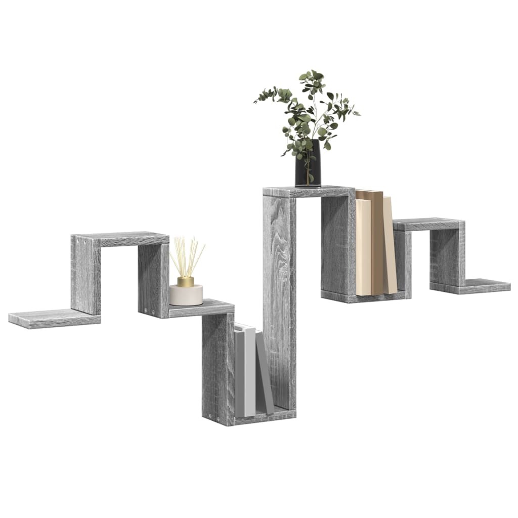 væghylde 104,5x10x43 cm konstrueret træ grå sonoma-eg