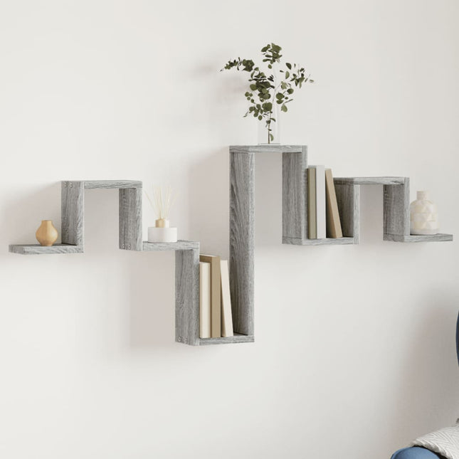 væghylde 104,5x10x43 cm konstrueret træ grå sonoma-eg