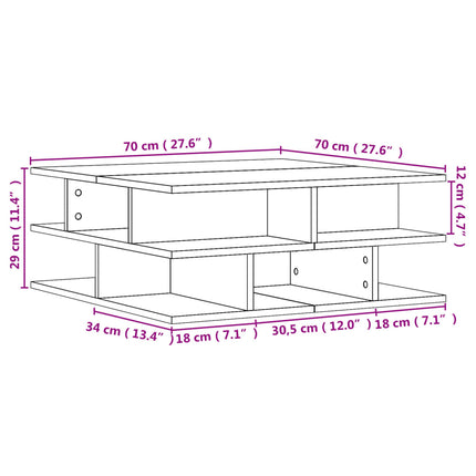 sofabord 70x70x29 cm konstrueret træ sort
