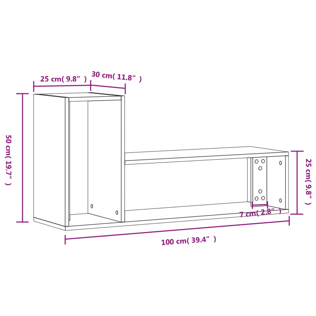 tv-borde 2 stk. 100x30x50 cm konstrueret træ betongrå