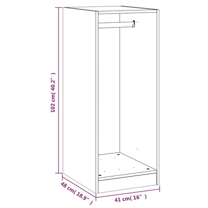 tøjskab 48x41x102 cm konstrueret træ røget egetræsfarve