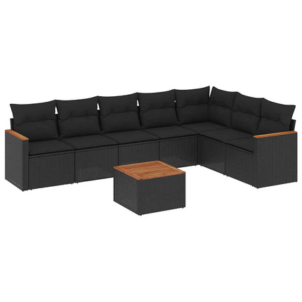 sofasæt til haven 8 dele med hynder polyrattan sort