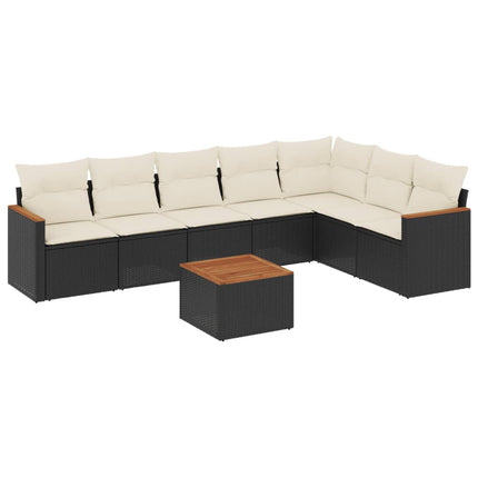 sofasæt til haven 8 dele med hynder polyrattan sort