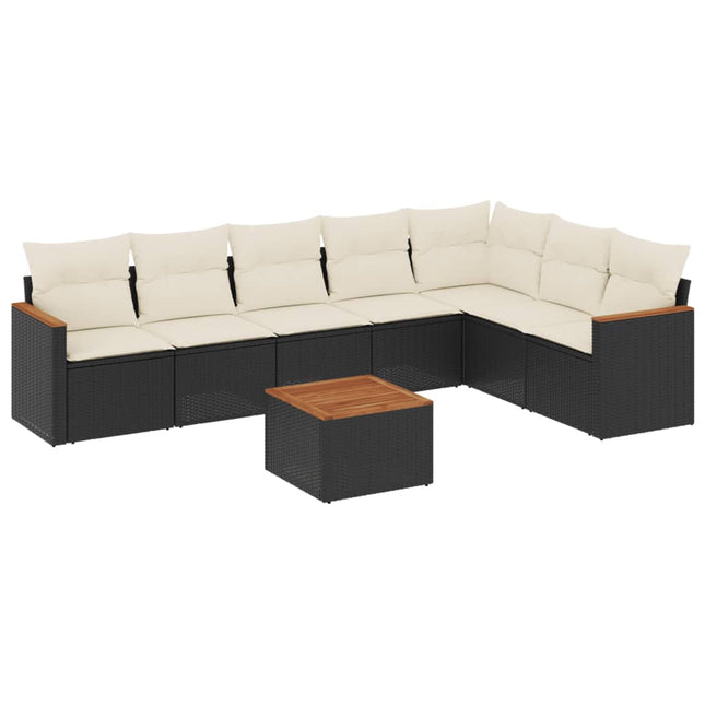 sofasæt til haven 8 dele med hynder polyrattan sort