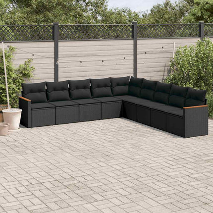 sofasæt til haven 9 dele med hynder polyrattan sort