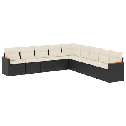 sofasæt til haven 9 dele med hynder polyrattan sort