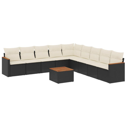 sofasæt til haven 10 dele med hynder polyrattan sort