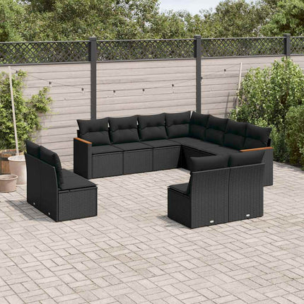 sofasæt til haven 11 dele med hynder polyrattan sort