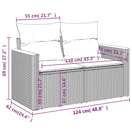 sofasæt til haven 9 dele med hynder polyrattan sort