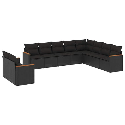 sofasæt til haven 10 dele med hynder polyrattan sort