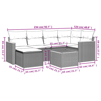 sofasæt til haven 7 dele med hynder polyrattan beige