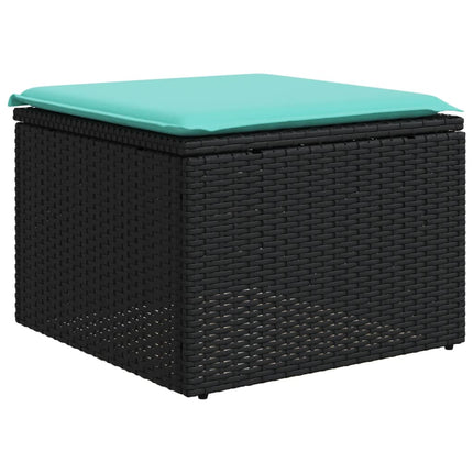 havesofasæt med 7 hynder sort polyrattan