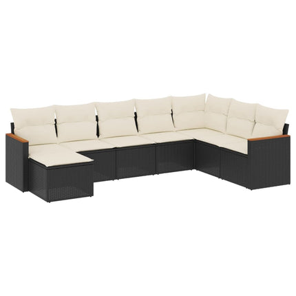 sofasæt til haven 8 dele med hynder polyrattan sort