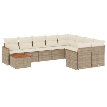 sofasæt til haven 10 dele med hynder polyrattan beige