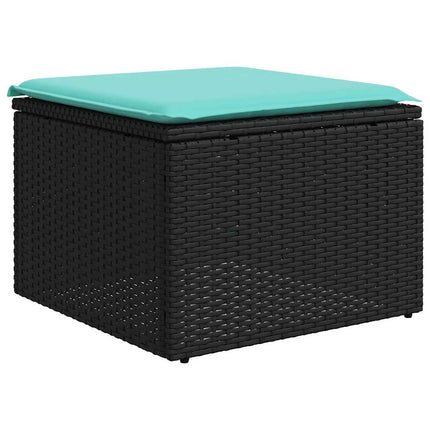havesofasæt med 10 hynder sort polyrattan