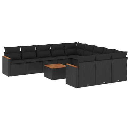 sofasæt til haven 12 dele med hynder polyrattan sort