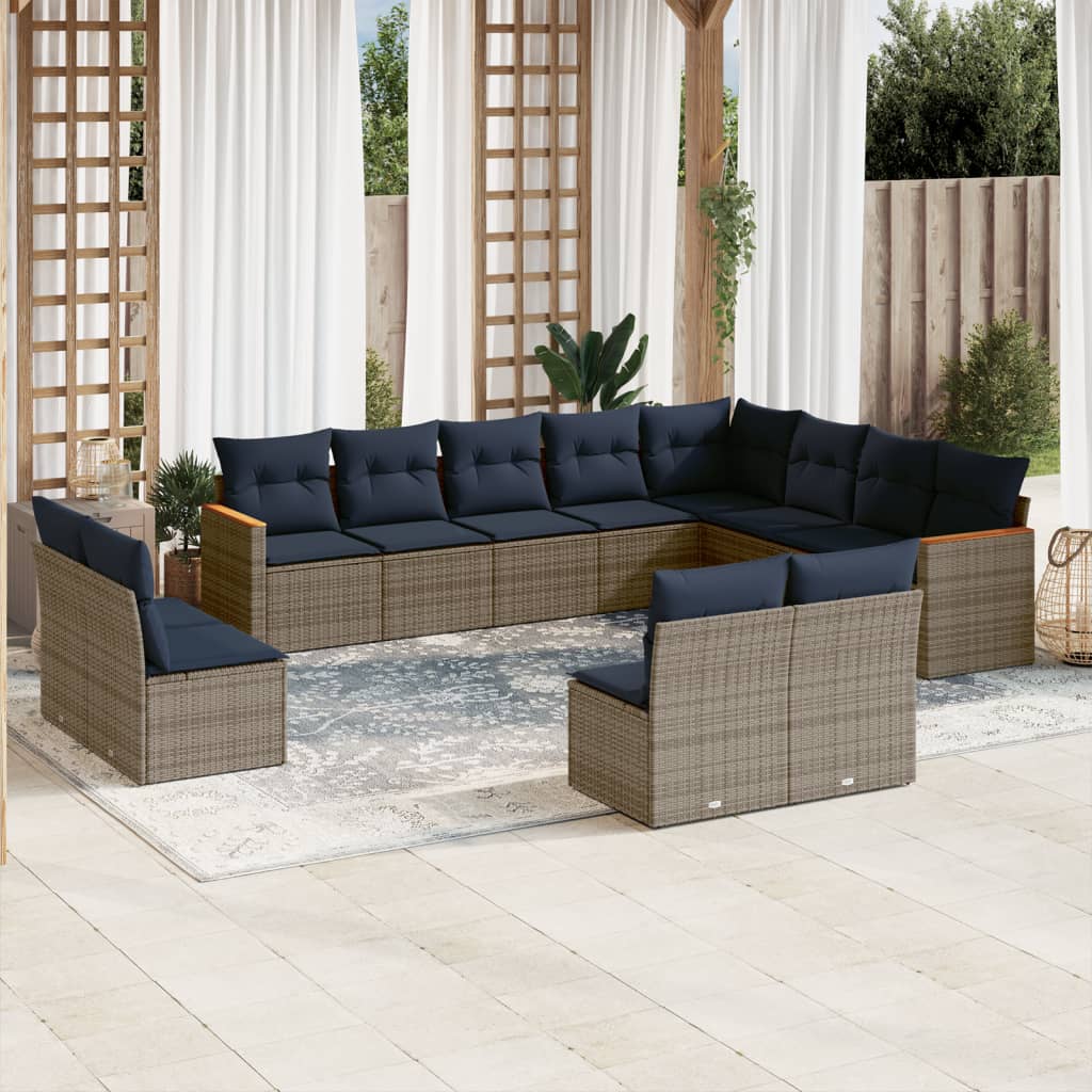 12-delt havesofast med hynder gr polyrattan