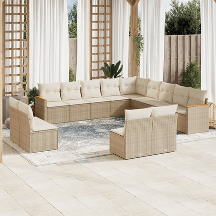 sofasæt til haven 13 dele med hynder polyrattan beige