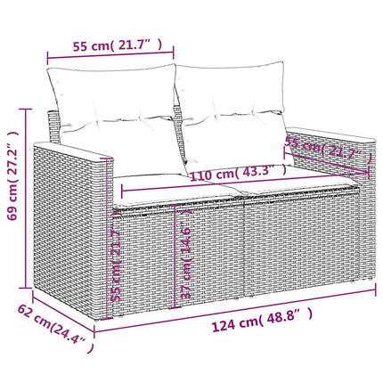 sofasæt til haven 11 dele med hynder polyrattan sort