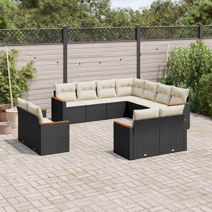 sofasæt til haven 11 dele med hynder polyrattan sort