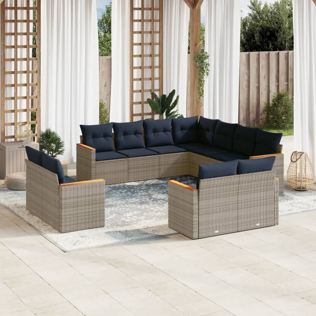 11-delt havesofast med hynder gr polyrattan