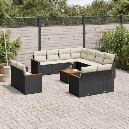 sofasæt til haven 12 dele med hynder polyrattan sort