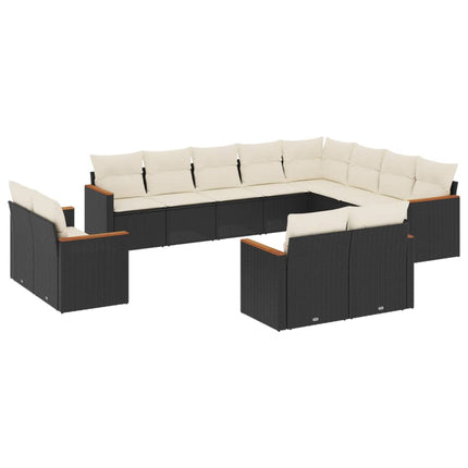 sofasæt til haven 12 dele med hynder polyrattan sort