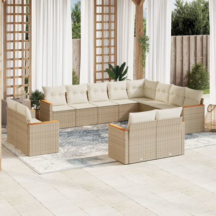 sofasæt til haven 12 dele med hynder polyrattan beige